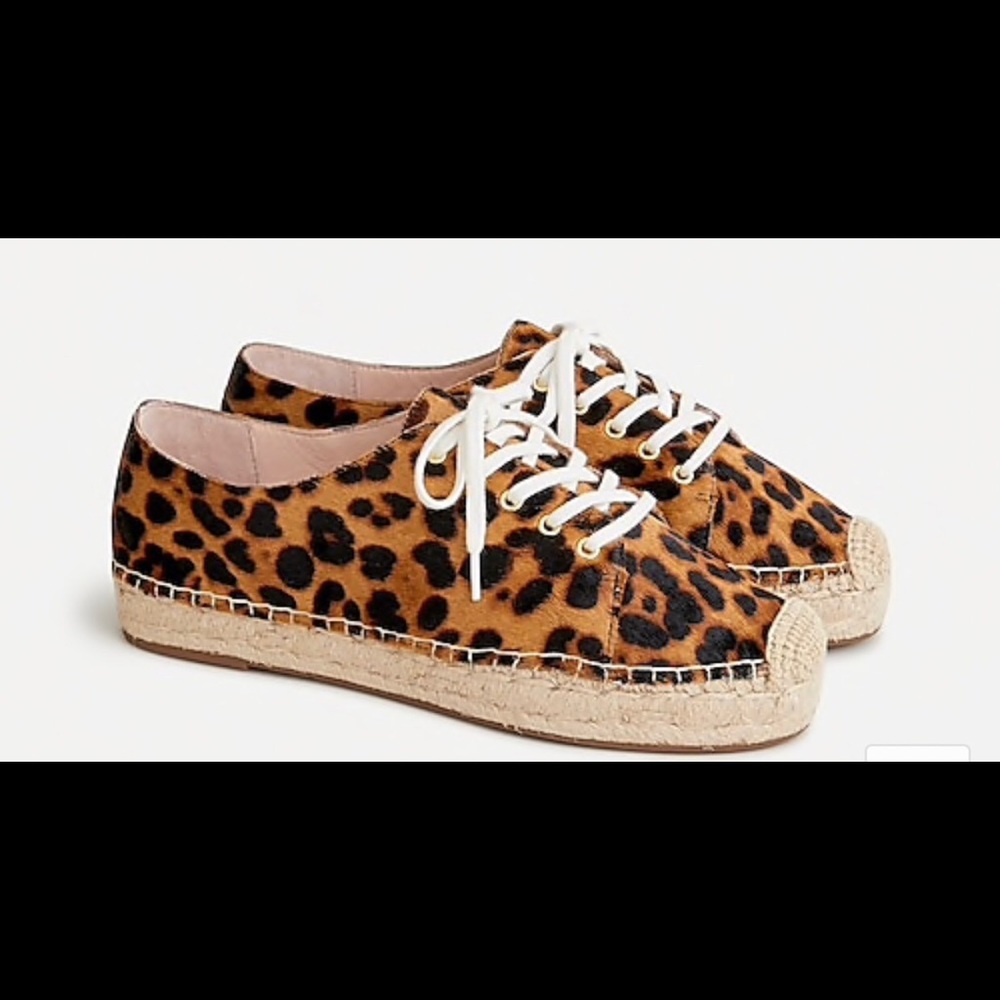 JCrew espadrille sneakers leopard calf hair size 7